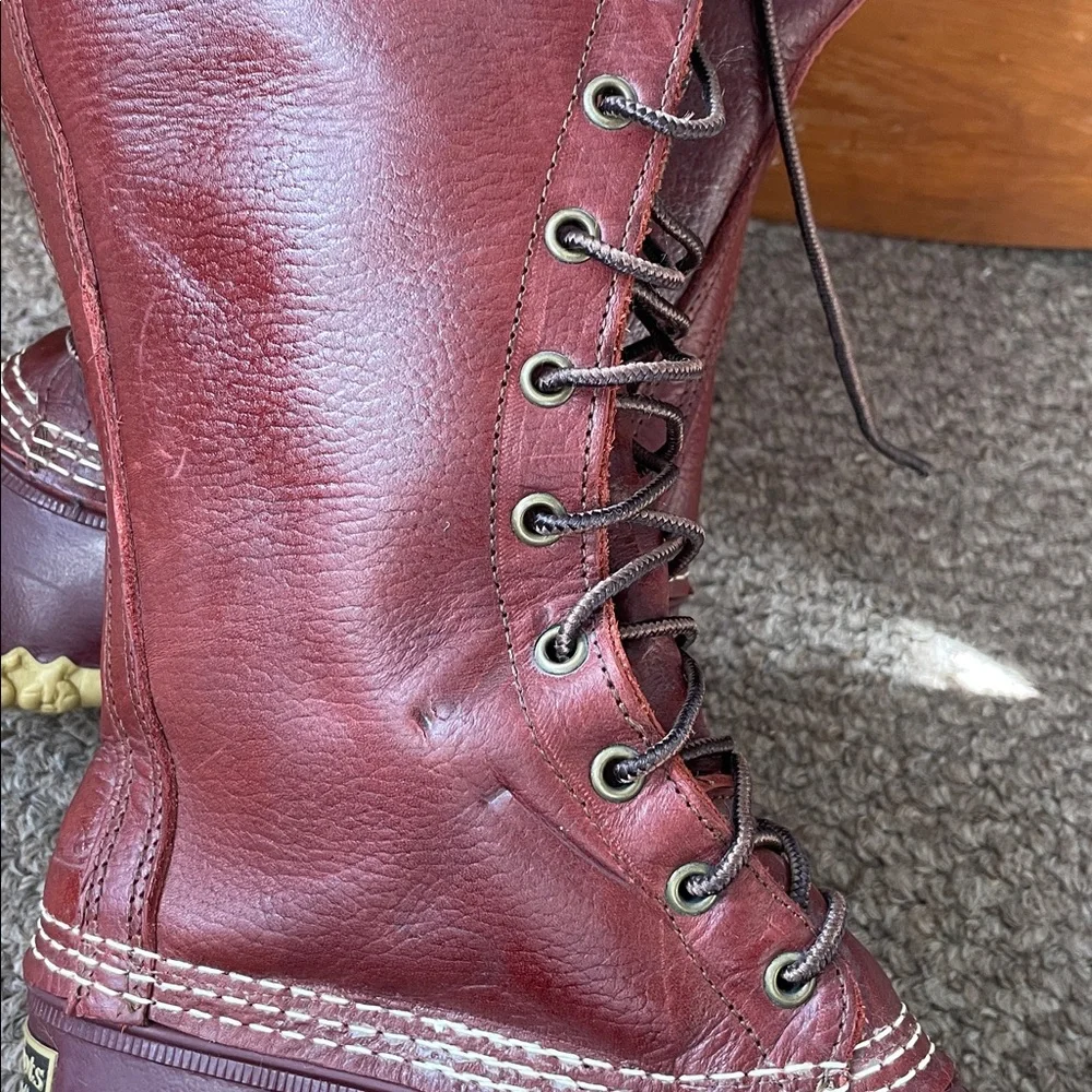 LL Bean rare 16” shearling lined boots cranberry - Picture 7 of 9